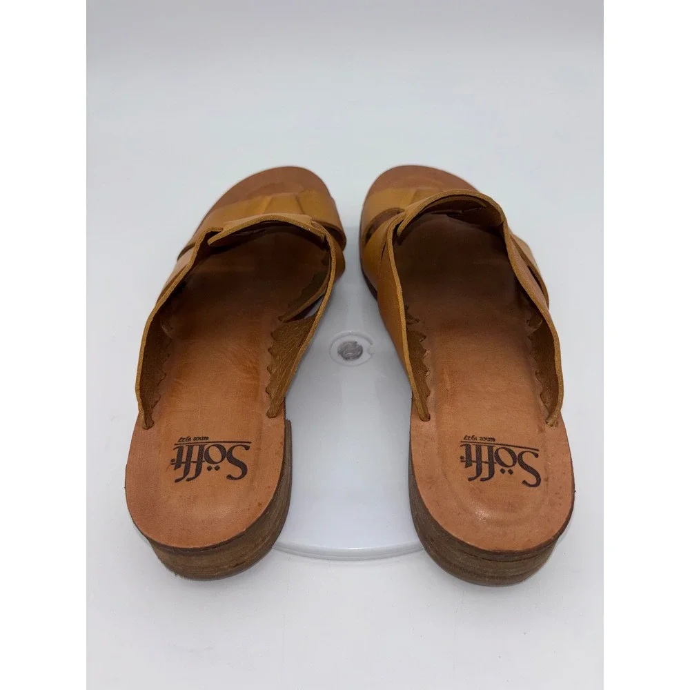 SOFFT Leather Fisherman Sandal Shoe Slide Granola Almeda Tan Woven Mule Flat 9 - Picture 6 of 8